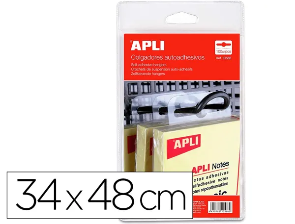 Crochet de suspension auto-adhesif apli agipa       attaches plastique format     34x48cm blister 100 unites — Non classé