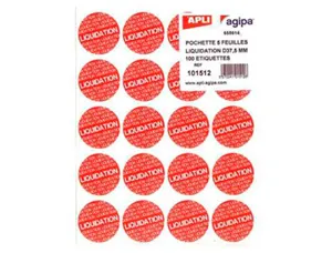 Etiquette imprimee liquidation apli agipa        adhesive format pastille      diametre 37,5mm 1000 unites — Non classé