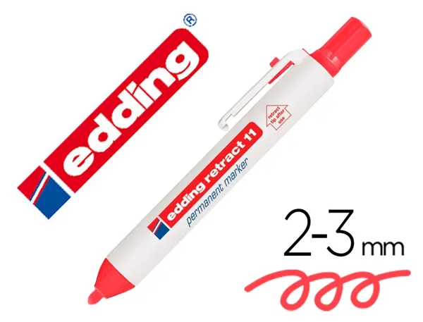 Marqueur edding permanent rétractable pointe ogive 1,5/3mm rechargeable coloris rouge — Non classé