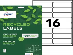 Etiq.las.recy 99.1x33.9 15f240etiquette recyclee - avery - impression laser - 99.1x33.9mm - 15 feuilles — Non classé