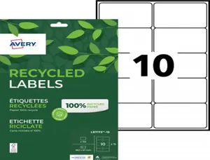 Etiq.las.recy 99.1x57 15f 150eetiquette recyclee - avery - impression laser - 99.1x57mm - 15 feuilles — Non classé
