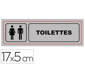 Plaque signalisation viso aluminium auto-adhesive toilettes 17x5cm — Non classé