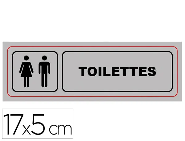 Plaque signalisation viso aluminium auto-adhesive toilettes 17x5cm — Non classé