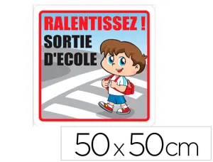 Panneau de signalisation signaletique biz ralentissez  sortie ecole dessin 50x50cm — Non classé