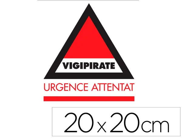 Panneau de signalisation vigipirate pvc signaletique   biz urgence attentat dos      adhesif 20x20cm — Non classé