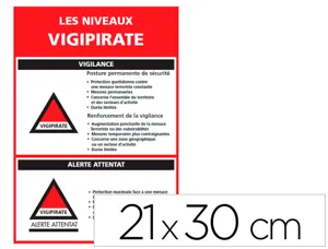 Panneau de signalisation vigipirate pvc signaletique   biz niveaux d'alertes 21x30cm — Non classé
