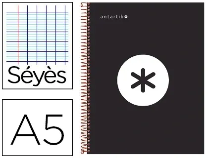 Cahier spirale liderpapel antartik a5 240p 90g couverture rembordée séyès microperforé    coloris noir — Non classé