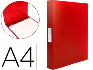 Classeur liderpapel 4 anneaux 25mm a4 260x315mm polypropylene dos 40mm porte-cartes visite coloris rouge — Non classé