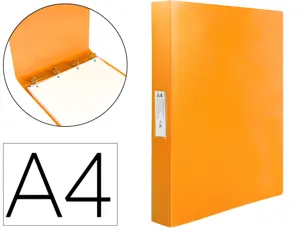 Classeur liderpapel 4 anneaux 25mm a4 260x315mm polypropylene dos 40mm porte-cartes visite coloris orange — Non classé