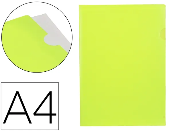 Pochette coin liderpapel polypropylene 180 microns a4  210x297mm capacite 20f        coloris jaune fluo — Non classé