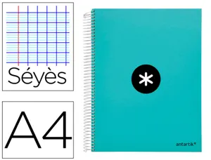 Cahier spirale antartik a4 100g couverture rembordee     seyes sans bandes 4 trous     coloris menthe — Non classé