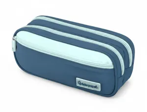 Trousse liderpapel duo 3 fermetures eclair avec poche  a l'avant coloris bleu fonce  220x90x70mm — Non classé