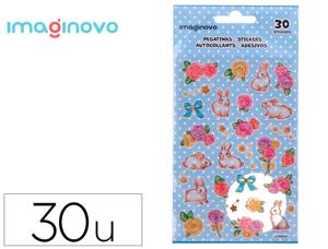 Autocollants imaginovo fleurs et lapins en papier 190x104   mm sous blister — Non classé