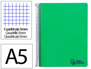 Cahier spirale liderpapel a5 micro wonder 240 pages 90g    5x5mm 6 trous 5 bandes        couleurs vert — Non classé