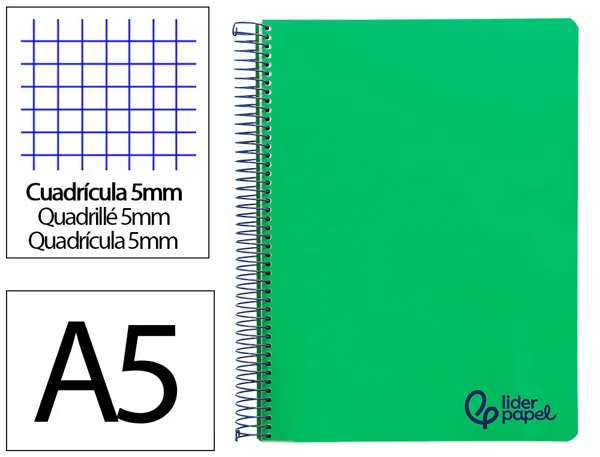 Cahier spirale liderpapel a5 micro wonder 240 pages 90g    5x5mm 6 trous 5 bandes        couleurs vert — Non classé