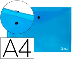 Pochette enveloppe liderpapel polypropylène 180 microns a4 297x210mm 50f fermeture bouton résistant transparent bleu — Non…