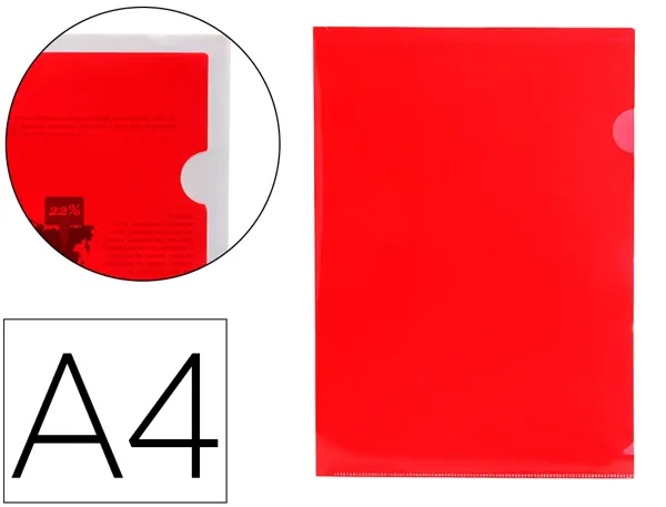 Pochette coin liderpapel polypropylène 180 microns a4 210x297mm capacité 20f coloris rouge transparent — Non classé