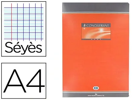Cahier piqué conquérant sept couverture offset a4 21x29,7cm 96 pages 70g séyès — Non classé