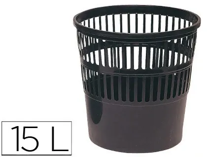 Corbeille à papier q-connect ajourée polystyrène souple et très résistant 15l coloris noir — Non classé