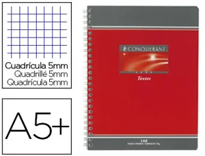 Cahier textes piqué conquérant sept couverture offset a5+ 17x22cm 124 pages 70g quadrillage 5x5 — Non classé