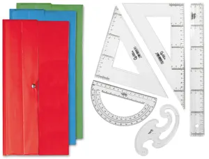 Set traçage liderpapel 5 pièces règle 30cm équerres 45/60 degrés 25cm rapporteur 180 degrés 15cm pistolet transparent — Non…