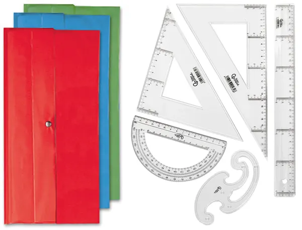 Set traçage liderpapel 5 pièces règle 30cm équerres 45/60 degrés 25cm rapporteur 180 degrés 15cm pistolet transparent — Non…