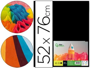 Papier de soie liderpapel 52x76cm 18g/m2 unicolore noir sachet 25f — Non classé