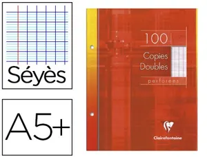 Copie double clairefontaine a5+ 170x220mm papier vélin velouté 100p 90g séyès perforées étui verni — Non classé