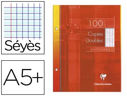 Copie double clairefontaine a5+ 170x220mm papier vélin velouté 100p 90g séyès perforées étui verni — Non classé