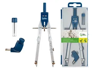 Compas liderpapel micrométrique articulé 2 branches circonférence 38cm touche réglage rapide bague mine 2mm étui — Non classé