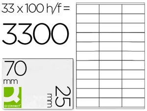 Étiquette adhésive q-connect 70x25mm coins droits imprimante jet d'encre laser copieur boîte 100 feuilles 3300 unités — Non…