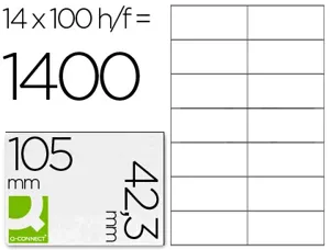 Étiquette adhésive q-connect 105x42.3mm coins droits imprimante jet d'encre laser copieur boîte 100 feuilles 1400 unités —…