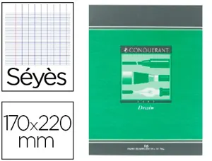 Cahier dessin conquérant sept piqué couverture offset a5+ 17x22cm 16 pages unies 90g — Non classé