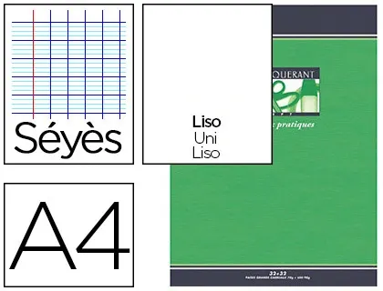 Cahier travaux pratiques piqué conquérant sept couverture offset a4 21x29,7cm 64 pages 70g 32 séyès/32 unies dessin 120g —…