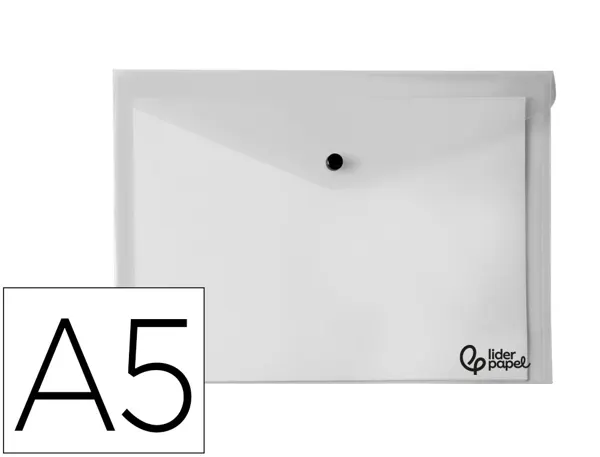 Pochette enveloppe liderpapel polypropylène 180 microns a5 210x148mm 50f fermeture bouton résistant transparent — Non classé