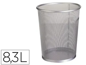 Corbeille à papier q-connect maille métallique forme circulaire 8.3l 235x260x190mm coloris argent — Non classé