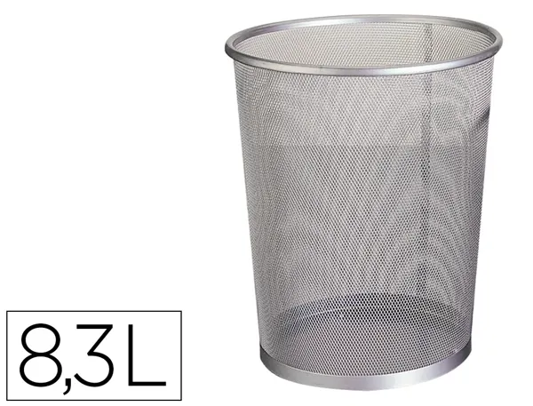 Corbeille à papier q-connect maille métallique forme circulaire 8.3l 235x260x190mm coloris argent — Non classé