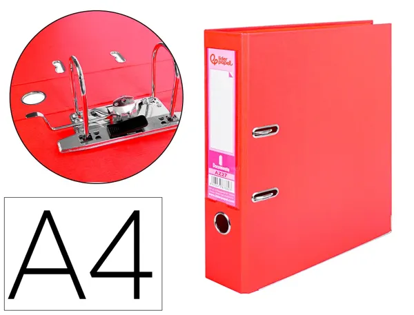 Classeur levier liderpapel a4 documenta carton rembordé 1,9mm dos 75mm rado métallique coloris rouge — Non classé