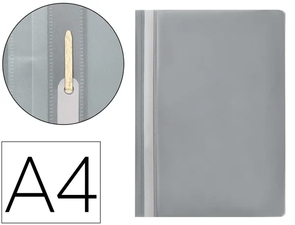 Chemise présentation q-connect à lamelles polypropylène 18/100e document perforé a4 30f porte-étiquette coloris gris — Non…