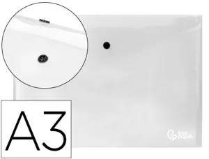 Pochette enveloppe liderpapel polypropylène 180 microns a3 420x297mm 50f fermeture bouton résistant transparent — Non classé
