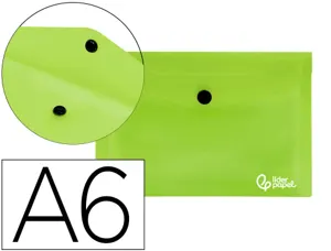 Pochette enveloppe liderpapel polypropylène 180 microns a6 148x105mm 50f fermeture bouton transparent vert — Non classé