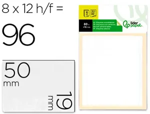 Étiquette adhésive liderpapel 19x50mm coloris blanc écriture manuelle pochette 10 feuilles + 2 gratuites 960 unités — Non…