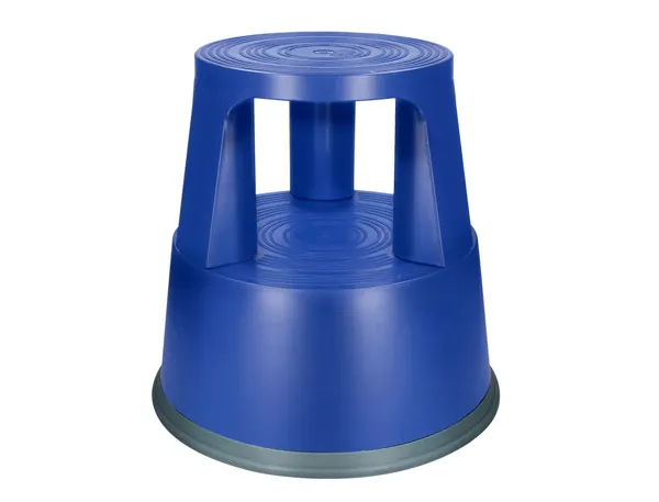 Tabouret q-connect plastique roues caoutchouc rétractables 2 niveaux base 44cm hauteur 43cm poids 2.9kg coloris bleu — Non…