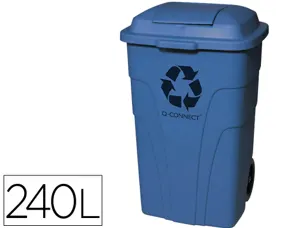 Poubelle q-connect conteneur polystyrène couvercle 240l 620x610x1040mm 2 roues coloris bleu — Non classé