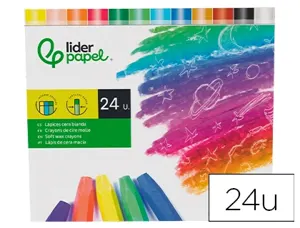 Crayon cire liderpapel 75mm diamètre 12mm taille-crayons et porte-crayons offerts coloris brillants boîte 24 unités — Non…