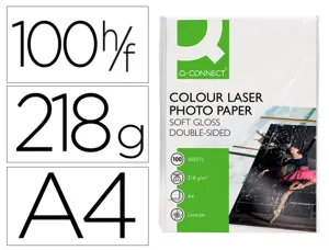 Papier photo q-connect laser semi glacé brillant a4 218g/m2 compatible toutes imprimantes paquet 100 feuilles — Non classé