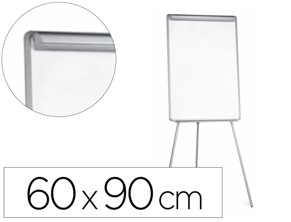 Chevalet conférence q-connect tableau laminé 85x60cm cadre plastique pince bloc papier auget porte-marqueurs — Non classé