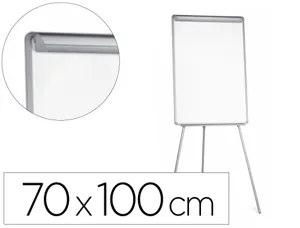Chevalet conférence q-connect tableau laminé 70x100cm cadre plastique pince bloc papier auget porte-marqueurs — Non classé
