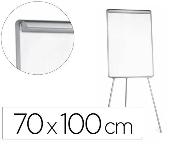 Chevalet conférence q-connect tableau laminé 70x100cm cadre plastique pince bloc papier auget porte-marqueurs — Non classé