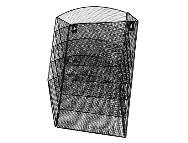 Corbeille murale q-connect 5 cases a4 vertical présentoir métallique 315x93x440mm coloris noir — Non classé